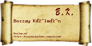 Bozzay Kálmán névjegykártya